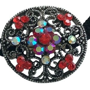 RHINESTONE AND METAL ELASTIC PONYTAIL HOLDER